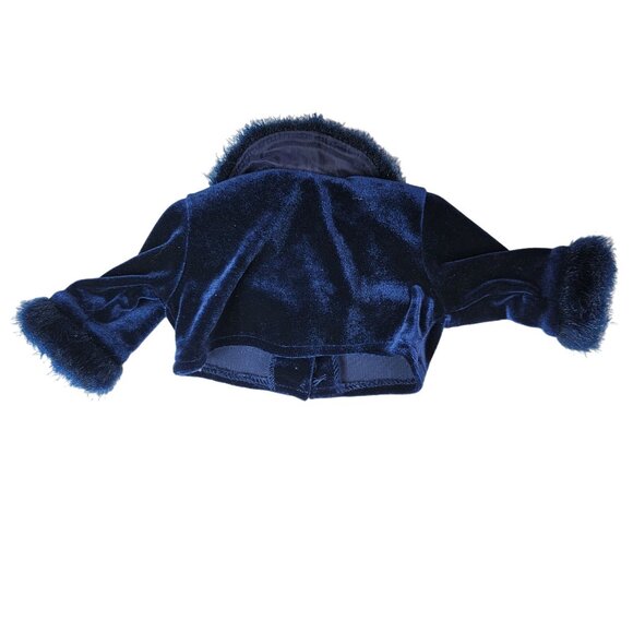 American Girl Twilight Holiday Outfit Blue Velour Skirt Faux Fur Jacket 2000 - Picture 3 of 9